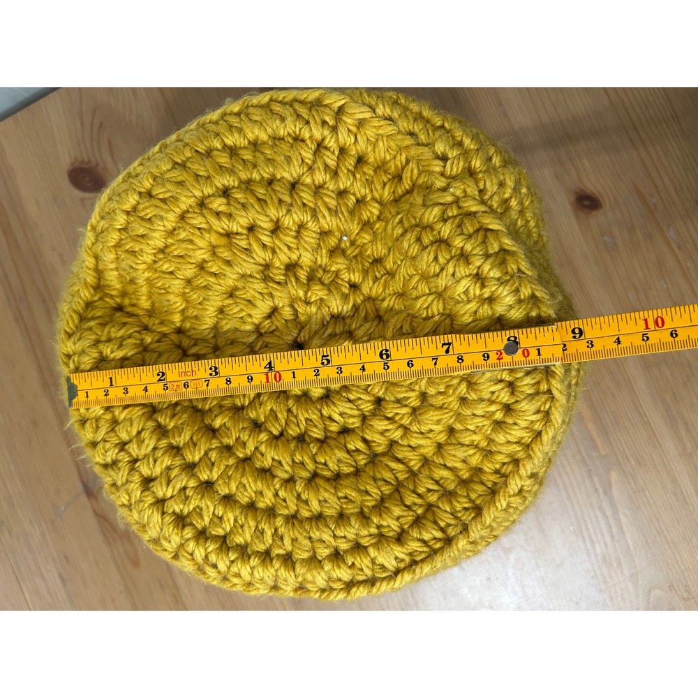 Handmade Chunky Crochet Mustard Yellow Bucket Bag Tote Boho Artisan - Picture 6 of 6